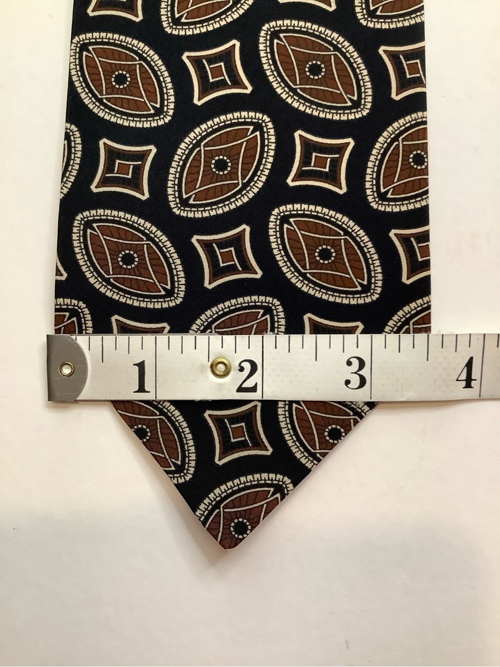 Oscar de la Renta Men's Silk Tie Black Brown Geometric Necktie Classic - Picture 6 of 8